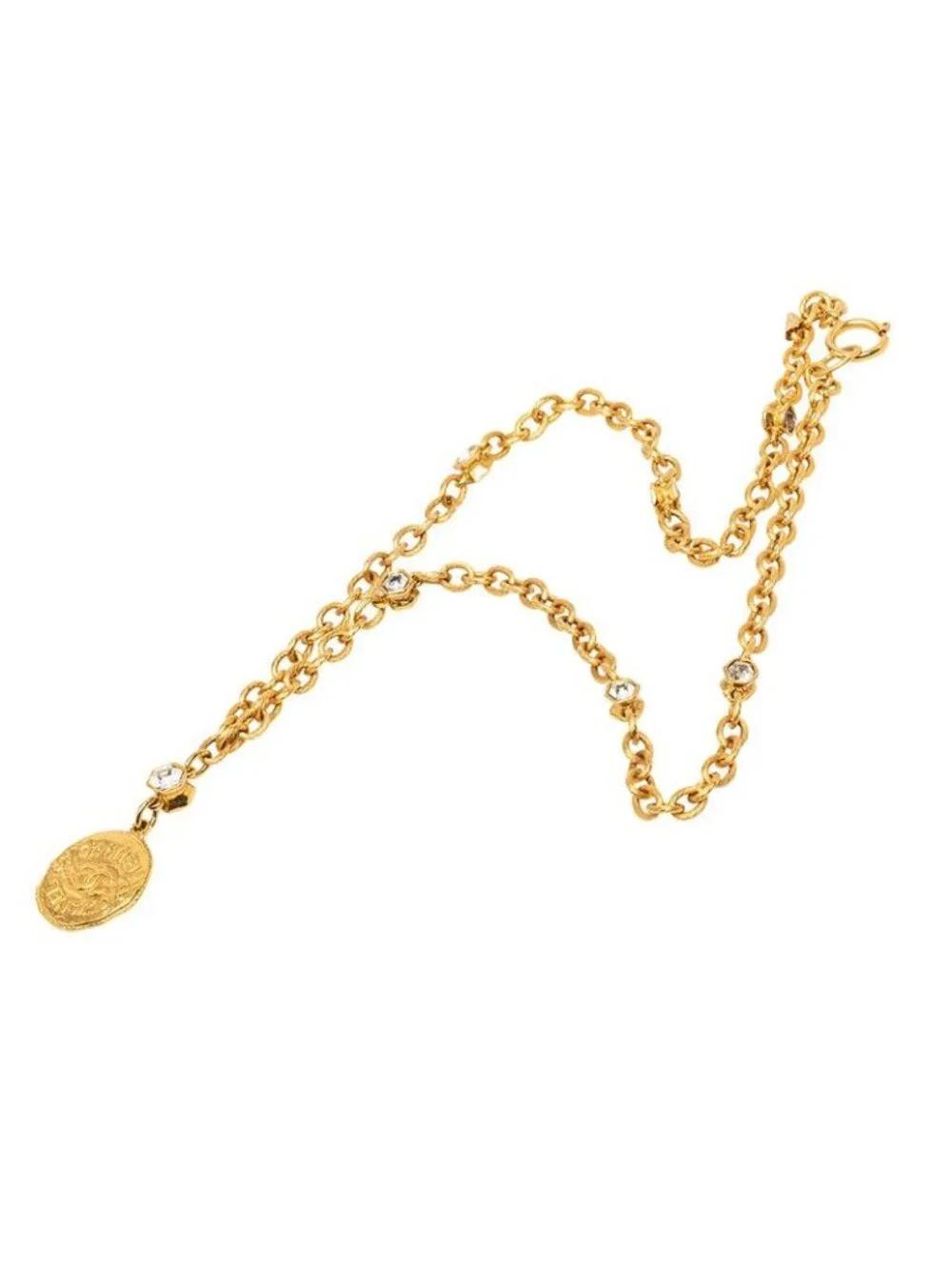 Chanel CC Logo Long Chain Pendant Gold Plated Bijou